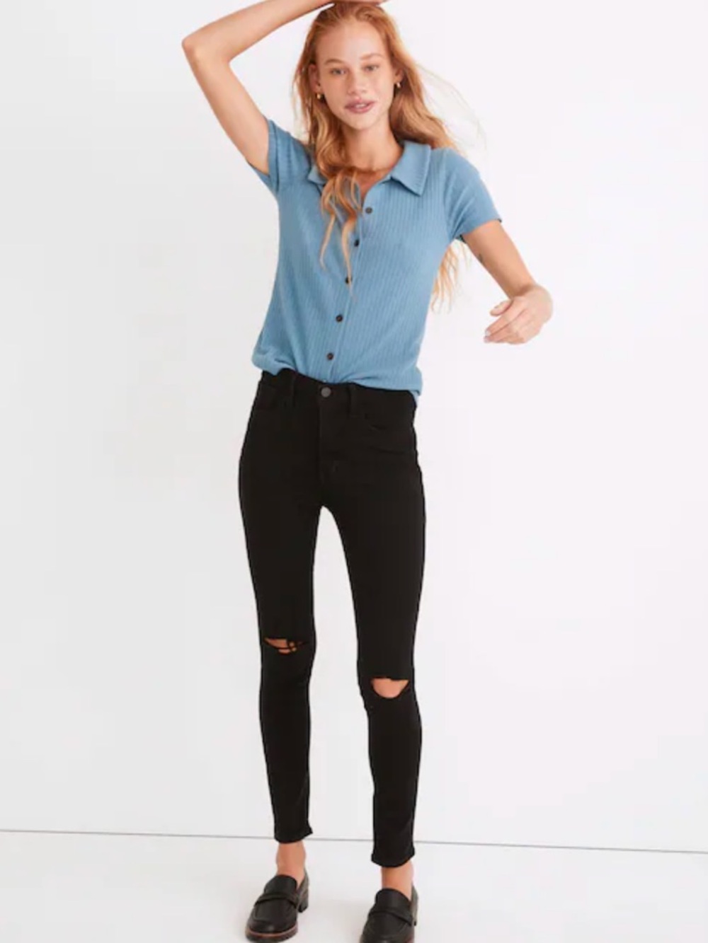 Madewell 10" High-Rise Roadtripper Supersoft Jeans•Davie Wash 26Tall black denim